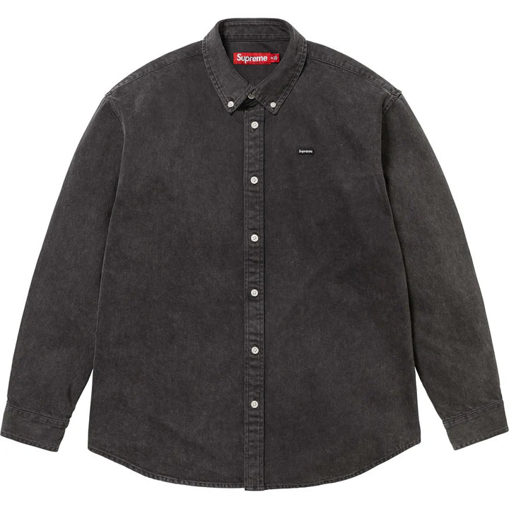 超美品Supreme ダークグレー デニムシャツ SUPREME グレー デニムシャツ supreme スモールロゴ デニムシャツ