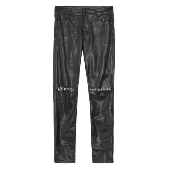 NWT RtA RIP EMBROIDERED FAUX LEATHER SKINNY JEANS
